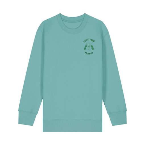 Love your planet with Map (Outline) - Unisex Children Crew Neck Sweatshirt - Image 8