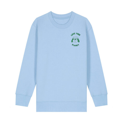 Love your planet with Map (Outline) - Unisex Children Crew Neck Sweatshirt - Image 3