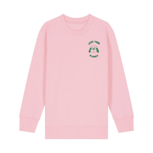 Love your planet with Map (Outline) - Unisex Children Crew Neck Sweatshirt - Image 4
