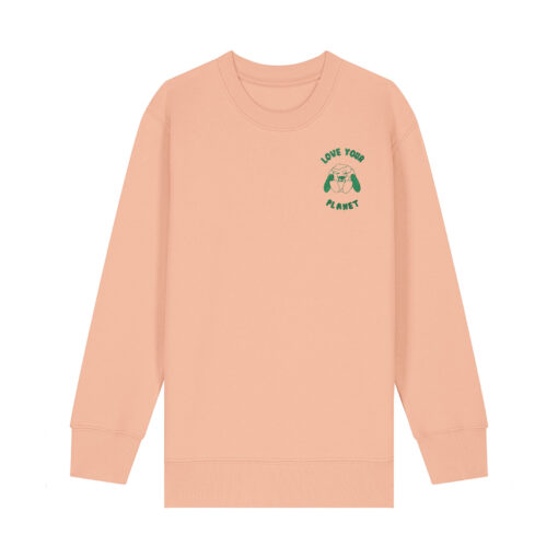 Love your planet with Map (Outline) - Unisex Children Crew Neck Sweatshirt - Image 5