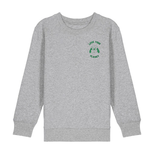 Love your planet with Map (Outline) - Unisex Children Crew Neck Sweatshirt - Image 6