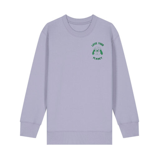 Love your planet with Map (Outline) - Unisex Children Crew Neck Sweatshirt - Image 7