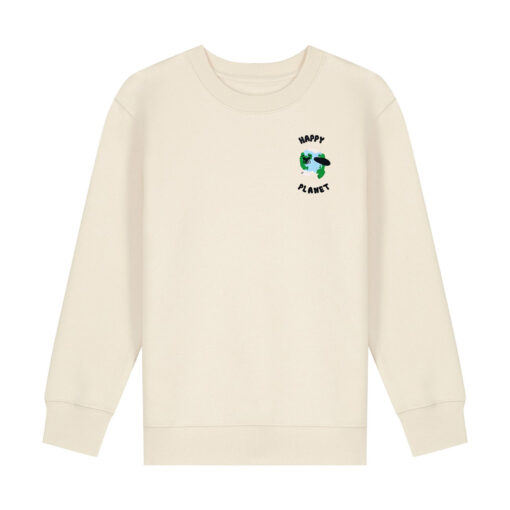 Happy planet with Map - Unisex Children Crew Neck Sweatshirt