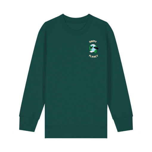 Happy planet with Map - Unisex Children Crew Neck Sweatshirt - Image 3