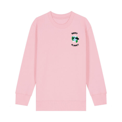 Happy planet with Map - Unisex Children Crew Neck Sweatshirt - Image 6