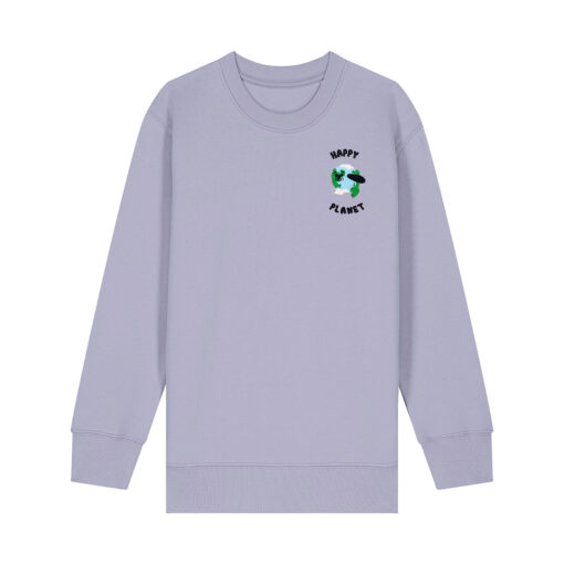 Happy planet with Map - Unisex Children Crew Neck Sweatshirt - Image 9