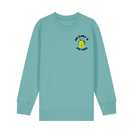 Our planet is our home with Snail - Unisex Children Crew Neck Sweatshirt - Image 10
