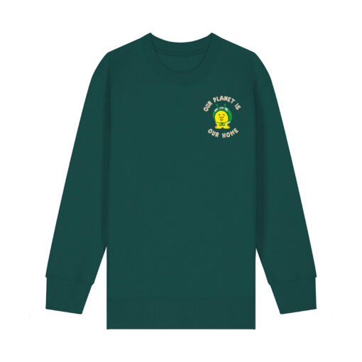 Our planet is our home with Snail - Unisex Children Crew Neck Sweatshirt - Image 3
