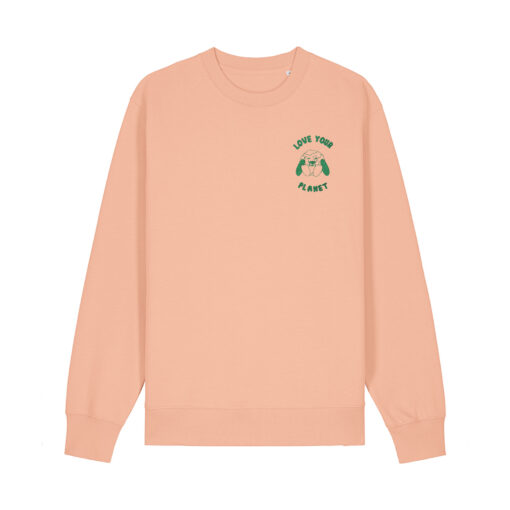 Love your planet with Map (Outline) - Unisex Adult Crew Neck Sweatshirt - Image 5