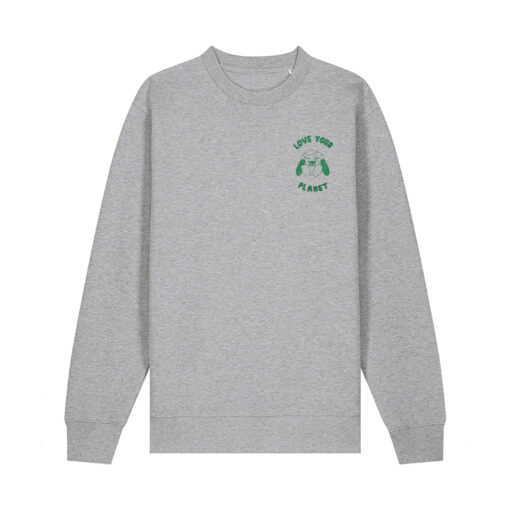 Love your planet with Map (Outline) - Unisex Adult Crew Neck Sweatshirt - Image 6