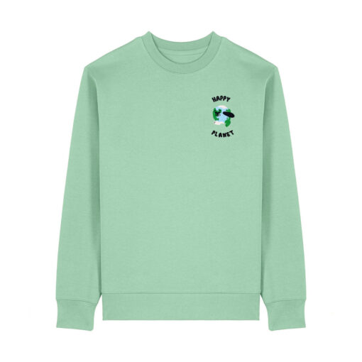 Happy planet with Map - Unisex Adult Crew Neck Sweatshirt - Image 12