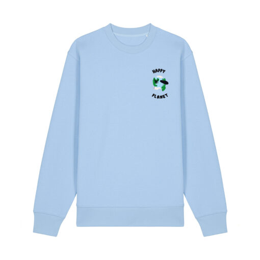 Happy planet with Map - Unisex Adult Crew Neck Sweatshirt - Image 5
