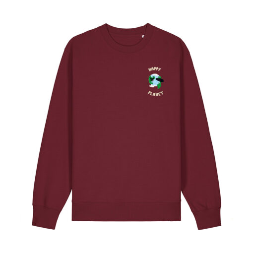 Happy planet with Map - Unisex Adult Crew Neck Sweatshirt - Image 6