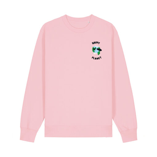 Happy planet with Map - Unisex Adult Crew Neck Sweatshirt - Image 7
