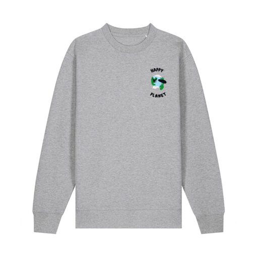 Happy planet with Map - Unisex Adult Crew Neck Sweatshirt - Image 9