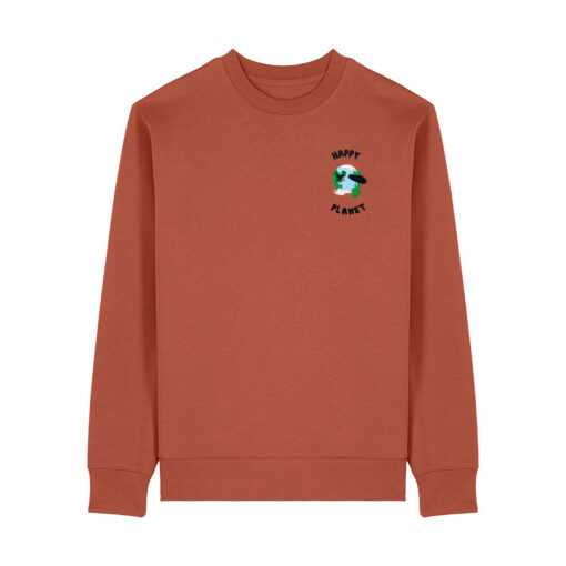 Happy planet with Map - Unisex Adult Crew Neck Sweatshirt - Image 10