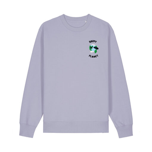 Happy planet with Map - Unisex Adult Crew Neck Sweatshirt - Image 11