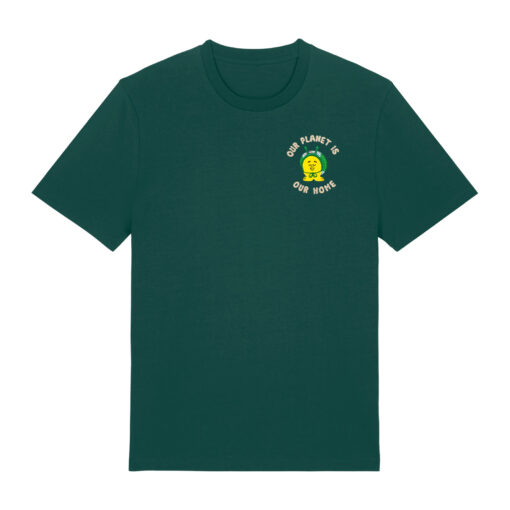 Our planet is our home with Snail - Unisex Adult T-shirt in Glazed Green